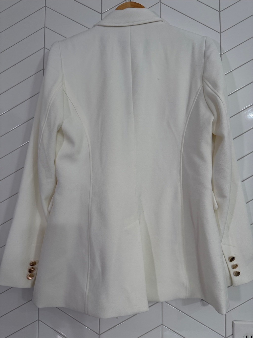 Rachel Zoe Cream Double-Breasted Blazer with Gold Buttons| S - Picture 6 of 11